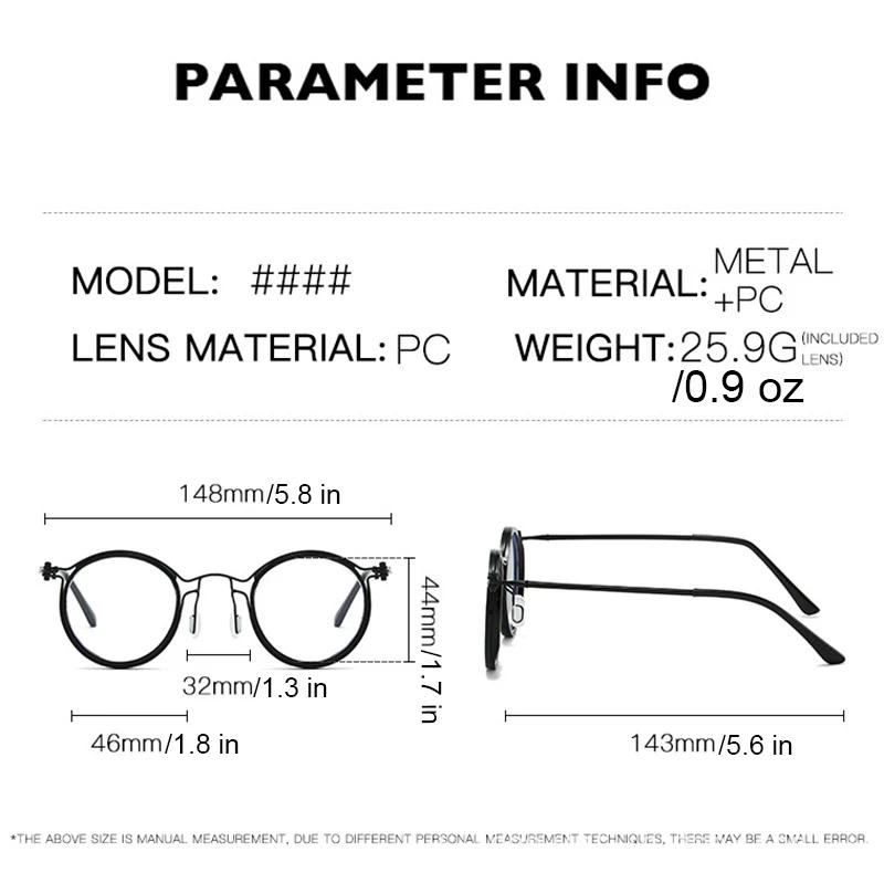 Round Reading Glasses Female Male Ultra-Light Metal Anti Blue Light Transparent Lens Optical Eyeglasses Oculos De Grau Masculino