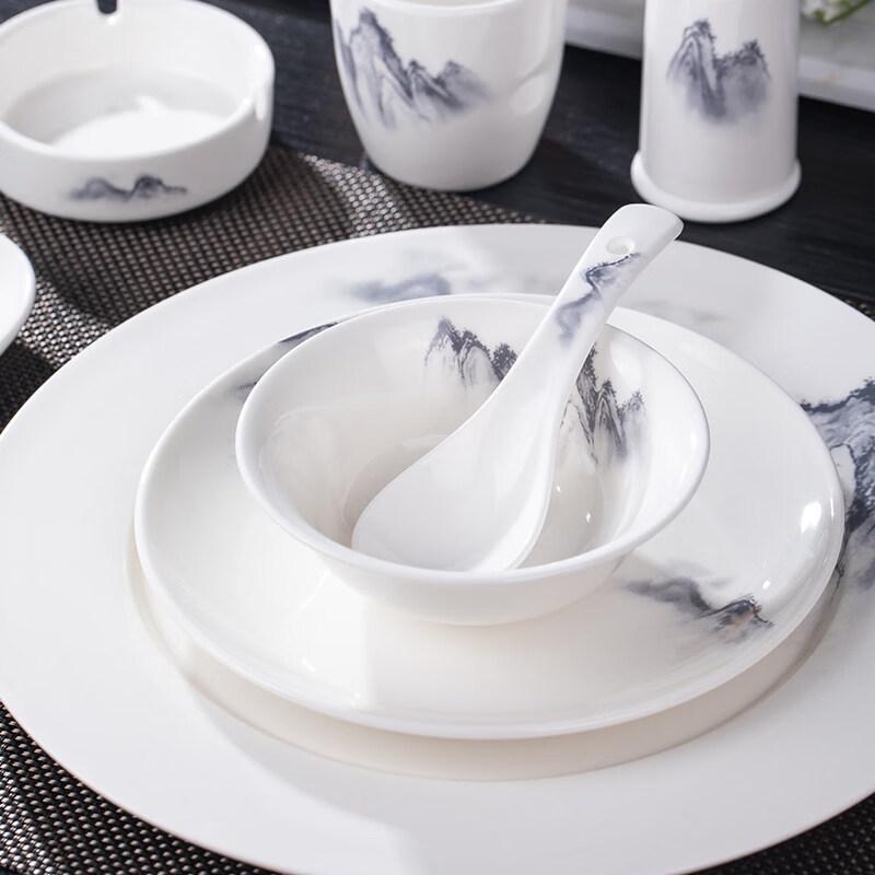 New Chinese Style Ceramic Dinnerware Set with Landscape Design