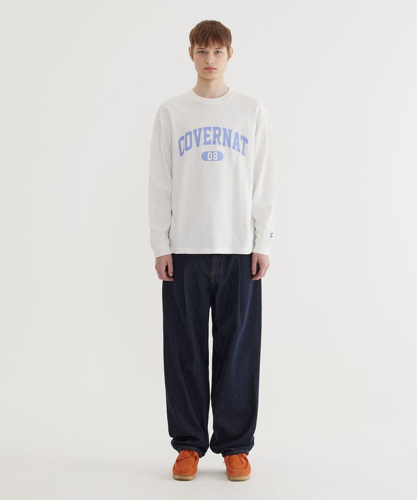 COVERNAT Slub Arch Logo Long Sleeve White
