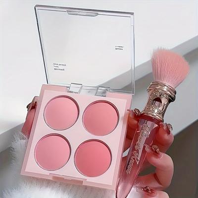 Palette di blush Vibrant Glow - 4 colori di polveri sfumabili con effetto sfumato morbido - toni rosa chiaro e viola per un effetto radioso