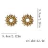   stylish simple retro cold wind alloy three-dimensional hollow sunflower earrings, versatile daily women