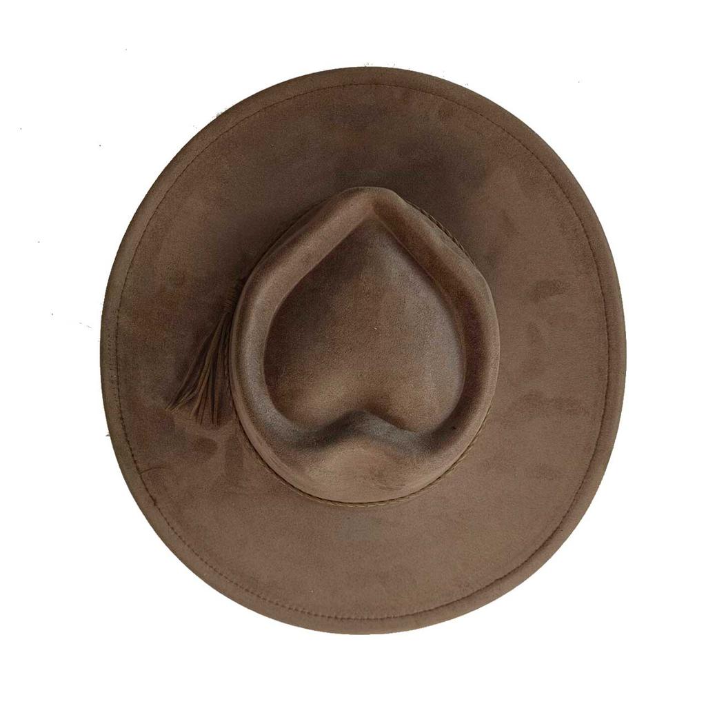 Heart-shaped Top Suede hat with same color accessories wide brim hat for men and women chapeau