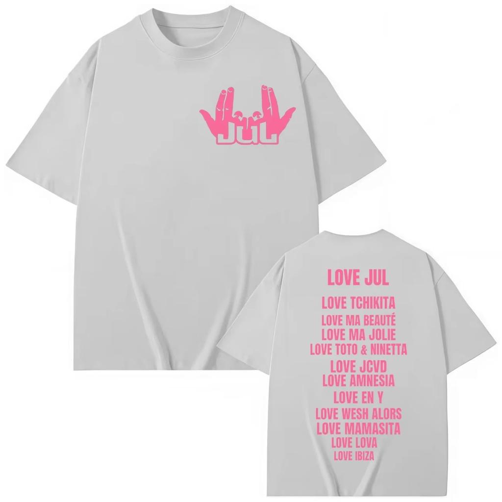 France Rapper Jul Merch Tshirt Harajuku Hip Hop Pop Music Tees Short Sleeve Tshirts Men Women High Quality Short Sleeves Casual