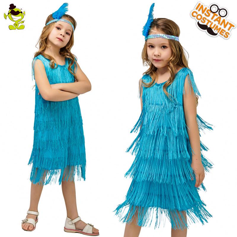 Retro Tassel Skirt Costume for Girls' Latin Dance and Party Performances