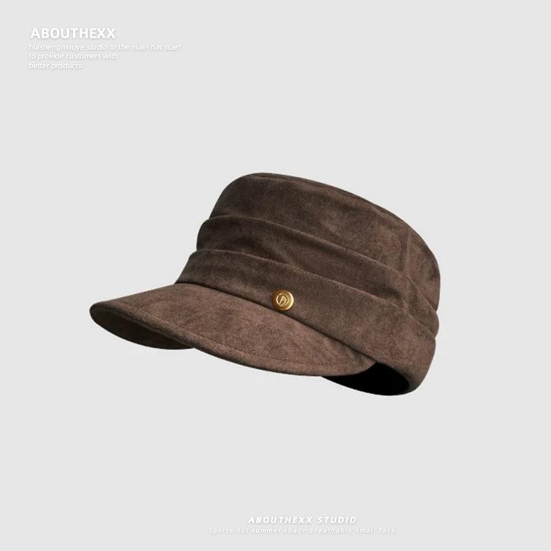 

Новые осенне-зимние замшевые кепки Детские кепки с плоским верхом в стиле ретро Универсальные восьмиугольные кепки, которые подчеркивают лицо и кепки газетчика M（56-58cm）