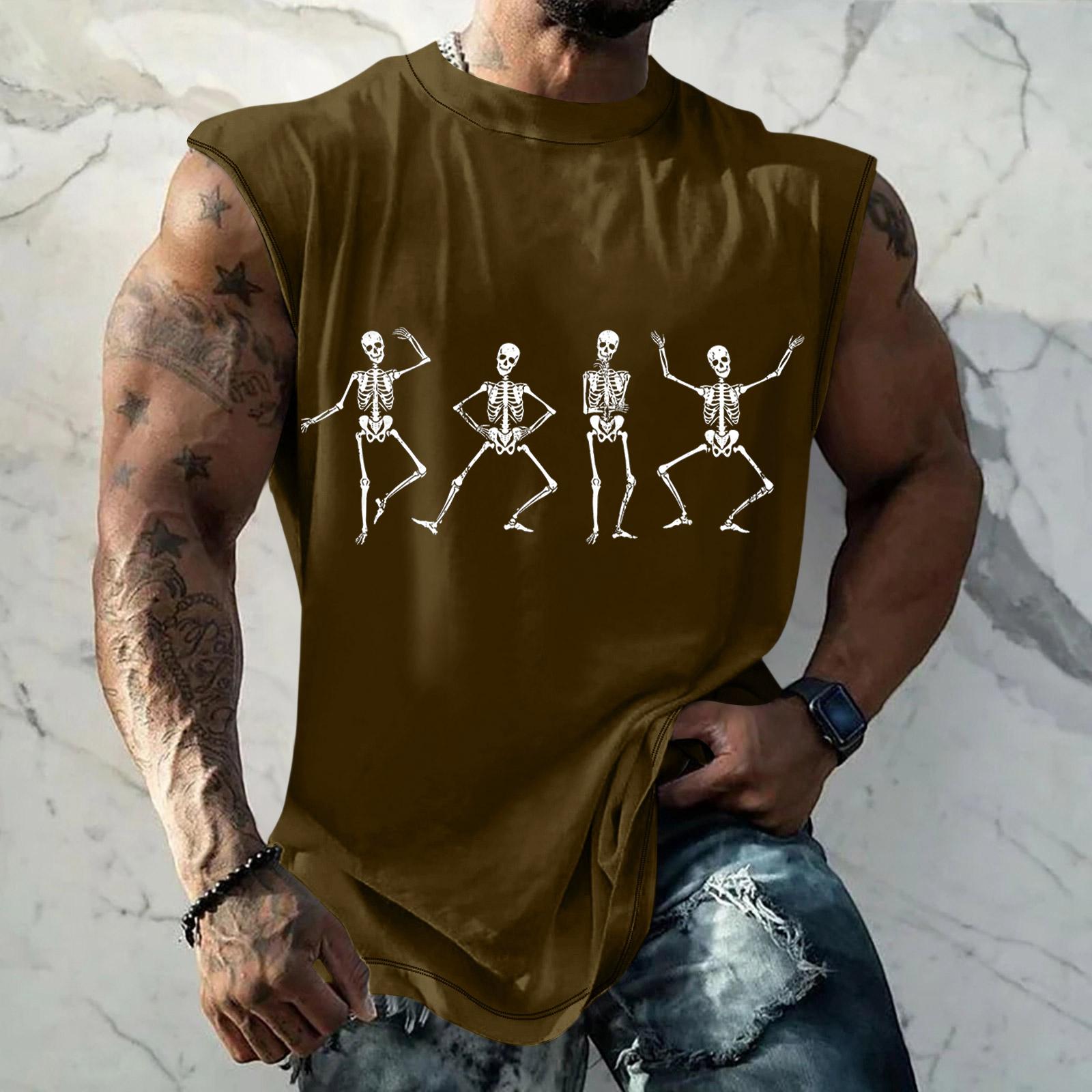 Men s Halloween Graphic Sleeveless Tank Top Loose Fit Casual Muscle Shirt Lightweight Summer Workout Vest M