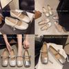 Evening word new small leather shoes flat silver summer skirt with French Mary Jane single shoes women 2025