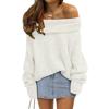 2025 New Autumn and Winter Loose Bat Sleeve Solid Color Pullover Off-shoulder Casual Knitted Sweater for Women