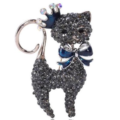 High Grade Cute Cartoon Exquisite Rhinestone Alloy Kitten Brooch Fashion Atmosphere Clothing Accessories