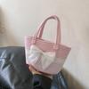 Chic Summer Woven Bucket Bag For Women In Bowknot Pink Gray And Khaki Stylish Colors