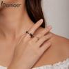 BAMOER 925 Sterling Silver Sticky Cute Black Cat Adjustable Ring for Women Fine Jewelry