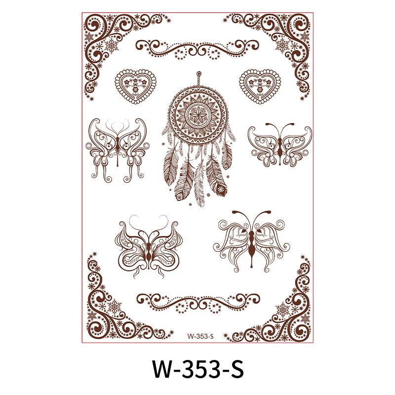 Indian Lace Tattoo Sticker Reddish-Brown Waterproof Tattoo Sticker