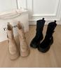 Women's British-Style Thick-Soled Mid-Calf Martin Boots for Autumn/Winter Height Boost