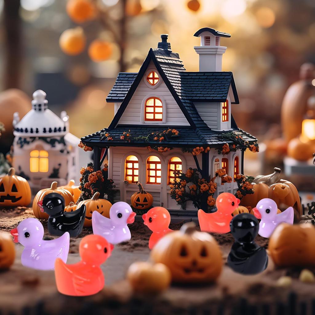 100/50Pc Halloween Mini Resin Ducks Tiny Duck Figurines For Micro Garden Landscape Potted Ornament Charms Diy Crafts Party Decor