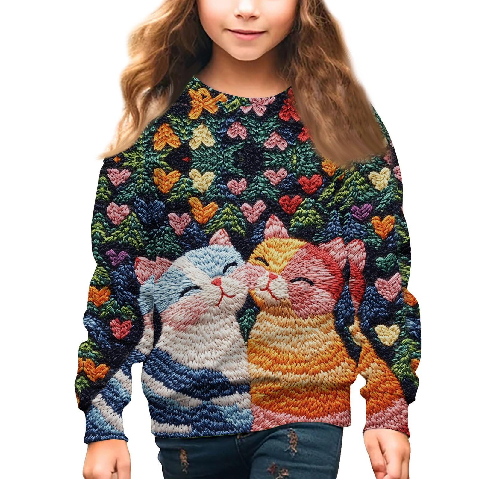 

Мальчики и девочки круглый вырез свитера для детей День святого Валентина вышитый принт топы 160 тёмно-синий