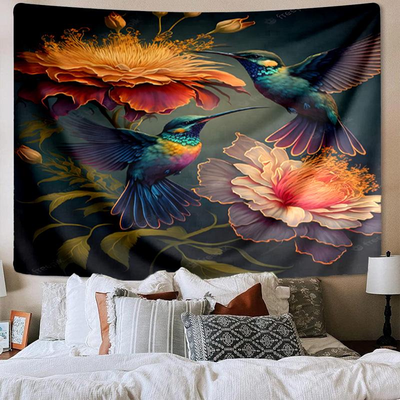 Hummingbird In Bloom Tapestry Room Decoration Wall Hanging for Living Room Bedroom, Dormitory, Birthday and Christmas Gifts