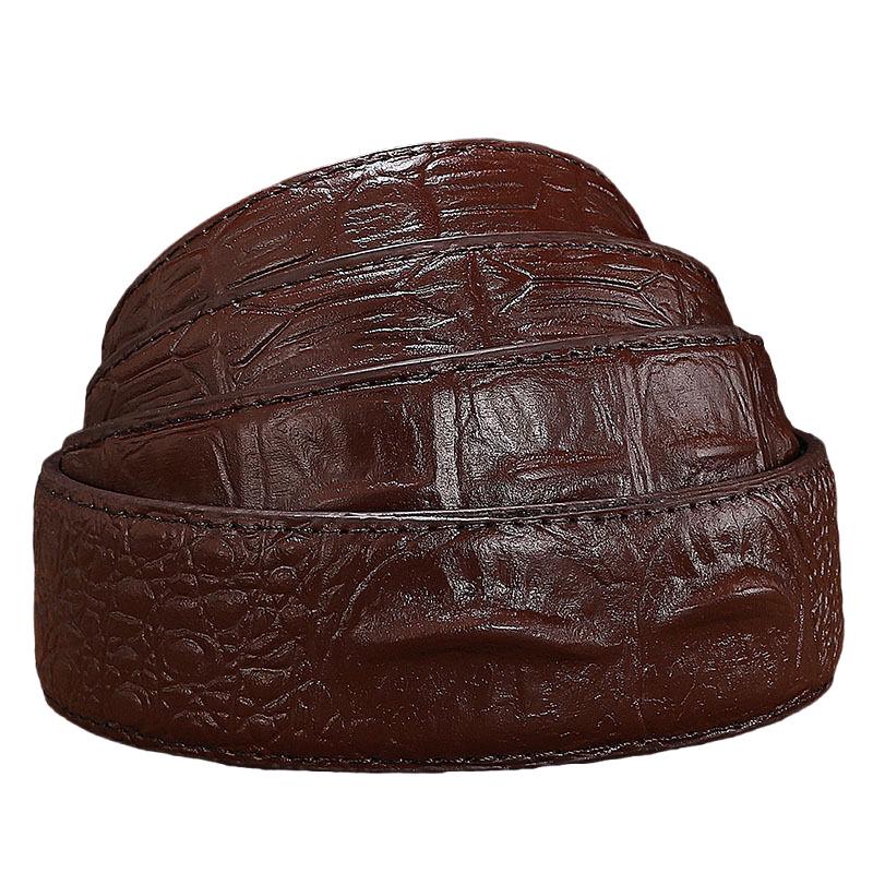 Men's Headless Crocodile Pattern Automatic Buckle Casual Belt with Fishbone Design