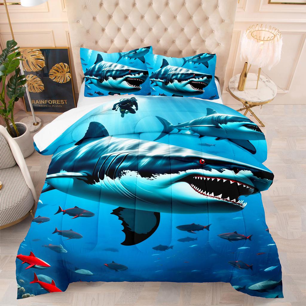Comforter Sea Animals Theme Theme Home Comforter Quilted Blanket Goose Down Duvet King Queen 3D Blanket Size Twin