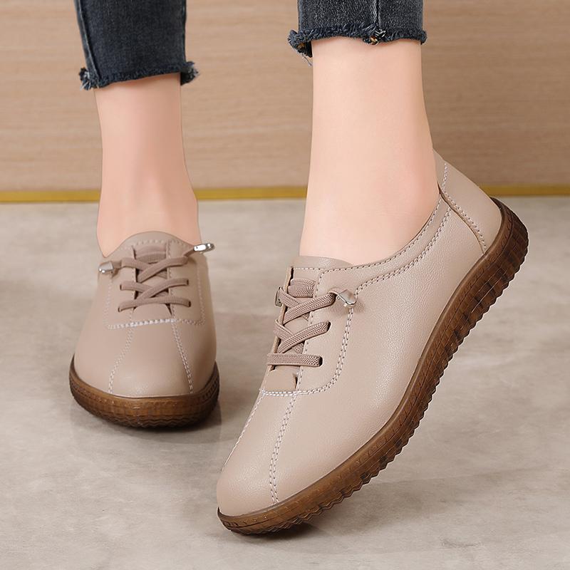 Nowe damskie buty ze 100% skóry naturalnej w dużych rozmiarach, mokasyny, lekkie buty do chodzenia dla mam i buty do pracy