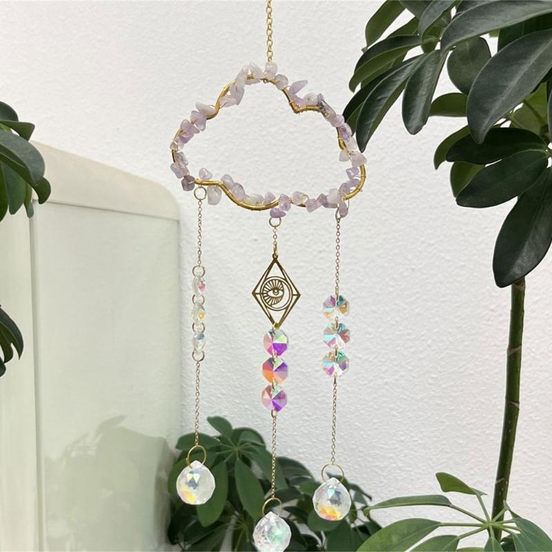 Natural Crystal Wind Bells Wind Chimes Sun Catcher Perfect Art Ornament Window Garden Hangings Ornaments Pendant