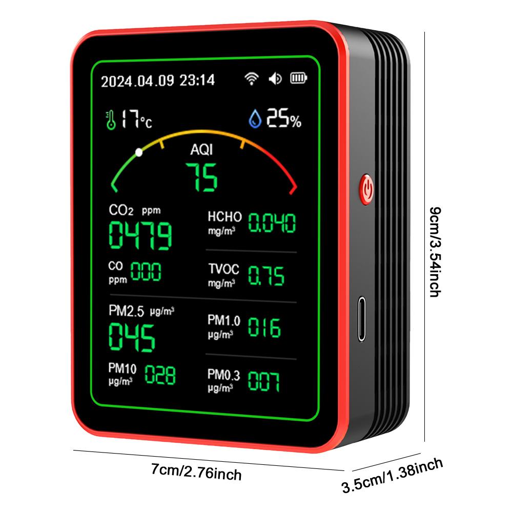Multifunctional Air Quality Monitor APP Control Portable Temperature Humidity Meter Rechargeable Household CO CO2 TVOC HCHO Test