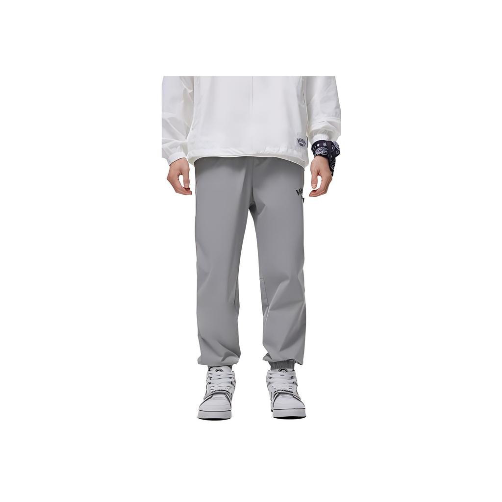 Li Ning Plain Lace-Up Casual Sports Pants Men bottoms Gray AYKT199-4