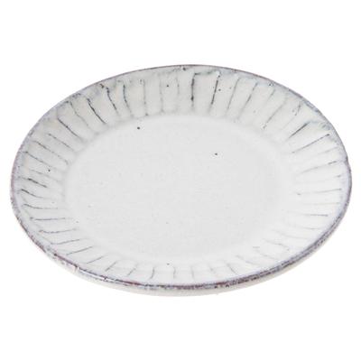 Marui Seito Shigaraki Ware Hechimon Plate with Rim White Glaze Carving Diameter 15cm Made In Japan Approx. MR-3-3397