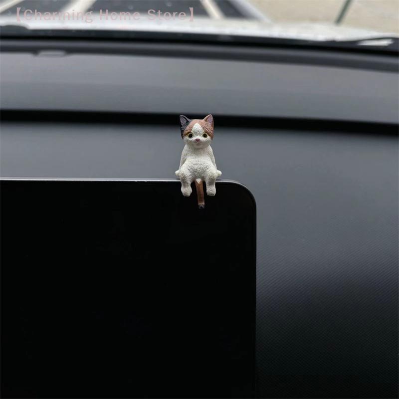 4pcs Cute Car Center Console Decoration Ornaments Kitten Action Figure Auto Dashboard Rearview Mirror Decoration Car Accessories