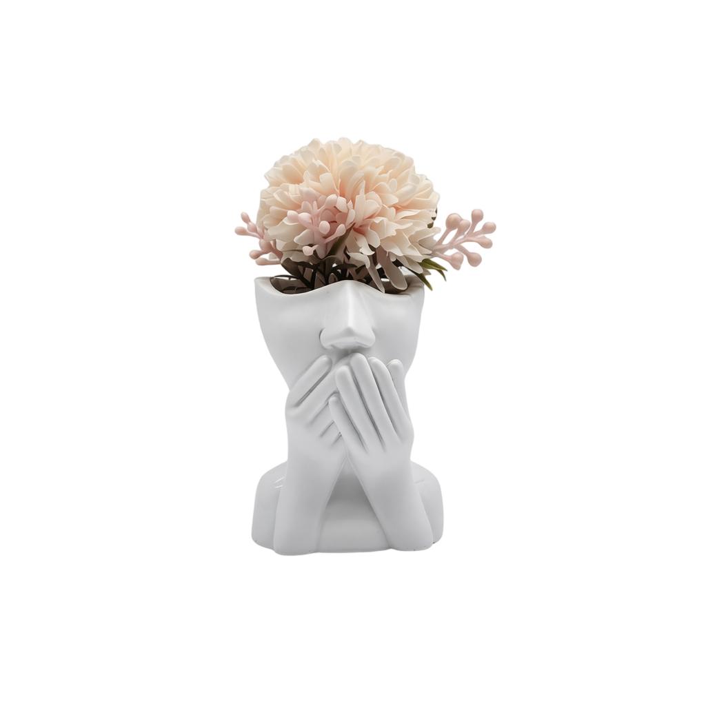 Resin Face Shaped Vase Modern Minimalist Sculpture Flower Pot Decorative Home Ornament for Indoor Use Tabletop Display
