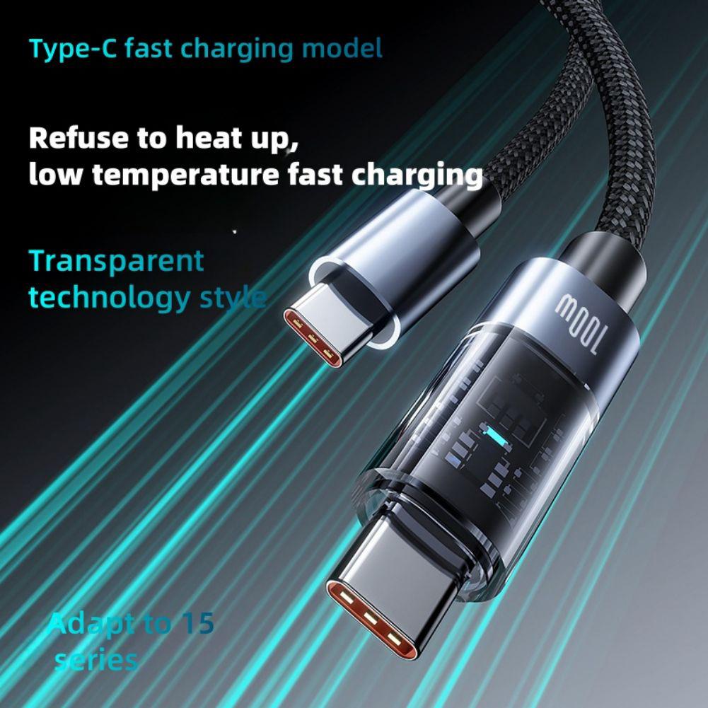 USB C To USB C Cable 100W Braided Type C Power Cable Fast Charger Cable Data Cord Compatible For IPhone 15