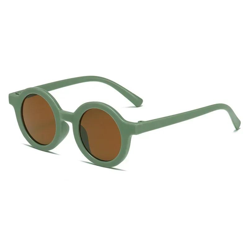 New Vintage Kids Sunglasses Frosted Round UV400 Protection Baby Girls Acrylic Fashion Glasses Outdoor Sun Safe