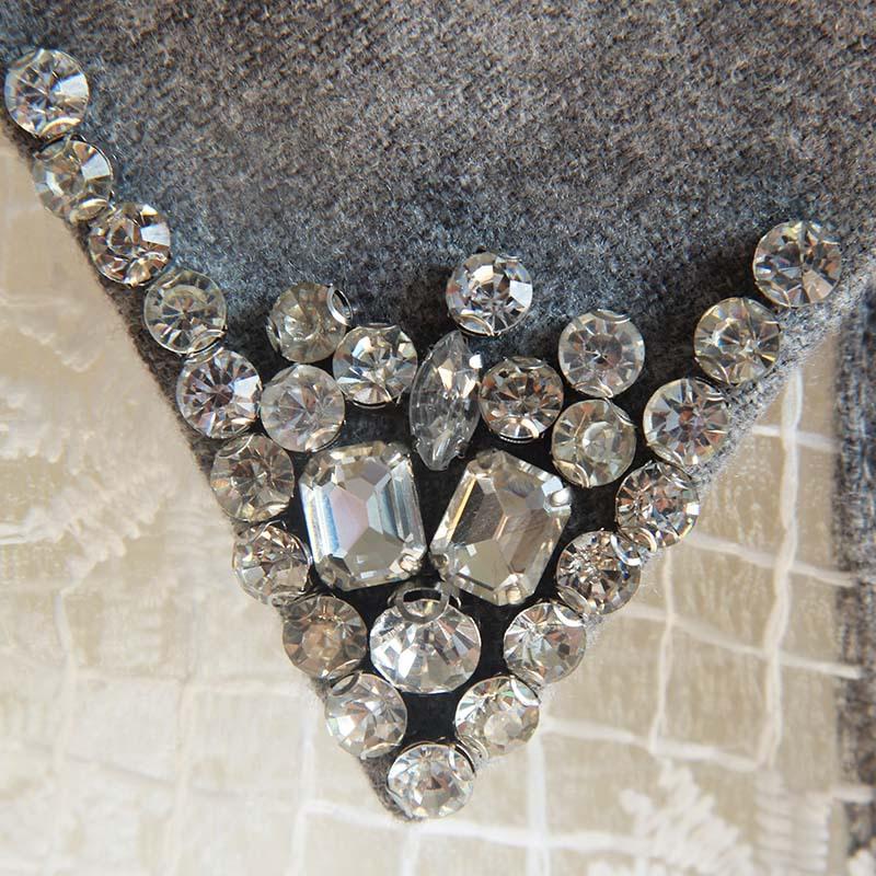 Versatile Lace Fake Collar Blouse, Fashionable Rhinestone Gray Collar Fake Collar Shirt Collar