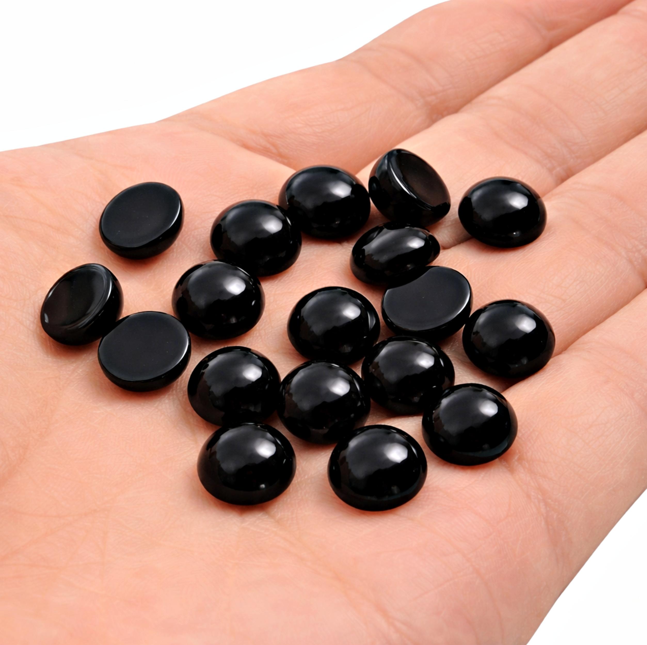 AAA Black Onyx Cabochons Round Flat Back Gemstones, Natural Black Onyx Loose Stone for Jewelry Making 5mm чёрный