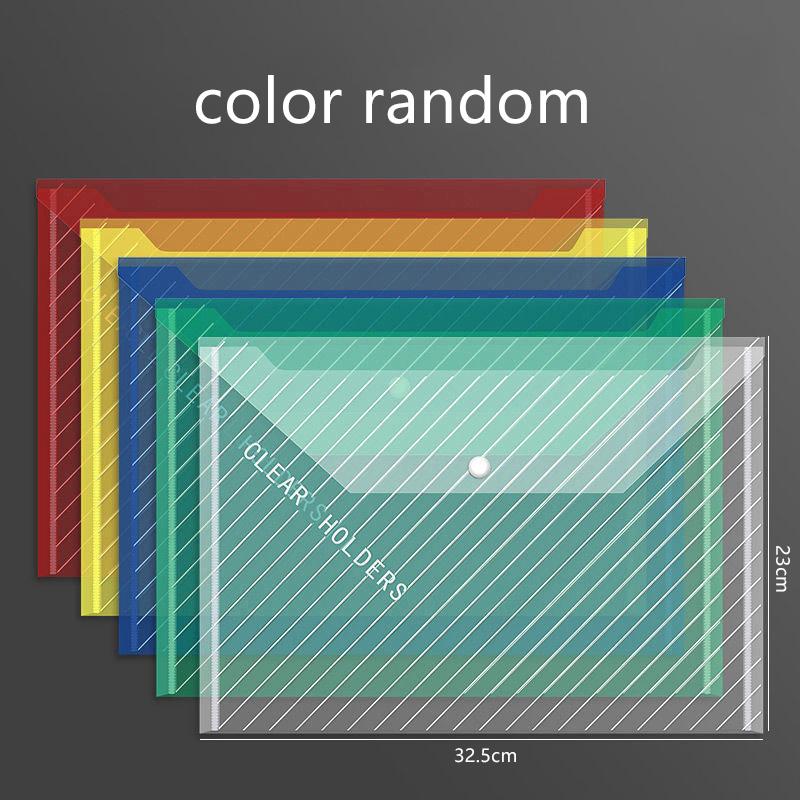 1~5pcs A4 File Bags High-capacity Color Random Grid Zipper Bag Button Folder Household Products Office Supplies Storage TMZ