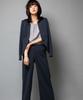 Pantsuit Pantsuit Jacket Kanoko Jersey Grayish Navy L [Nissen] Women's Suit Semi-wide (Collarless + Pants) (SOBODY Series) (New Size)