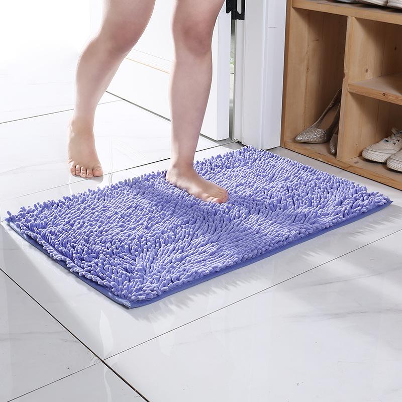 Inyahome Plush Microfiber Non Slip Soft Bathroom Rug Absorbent Machine Washable Chenille Bath Mat Quick Dry Shag Bathroom Carpet