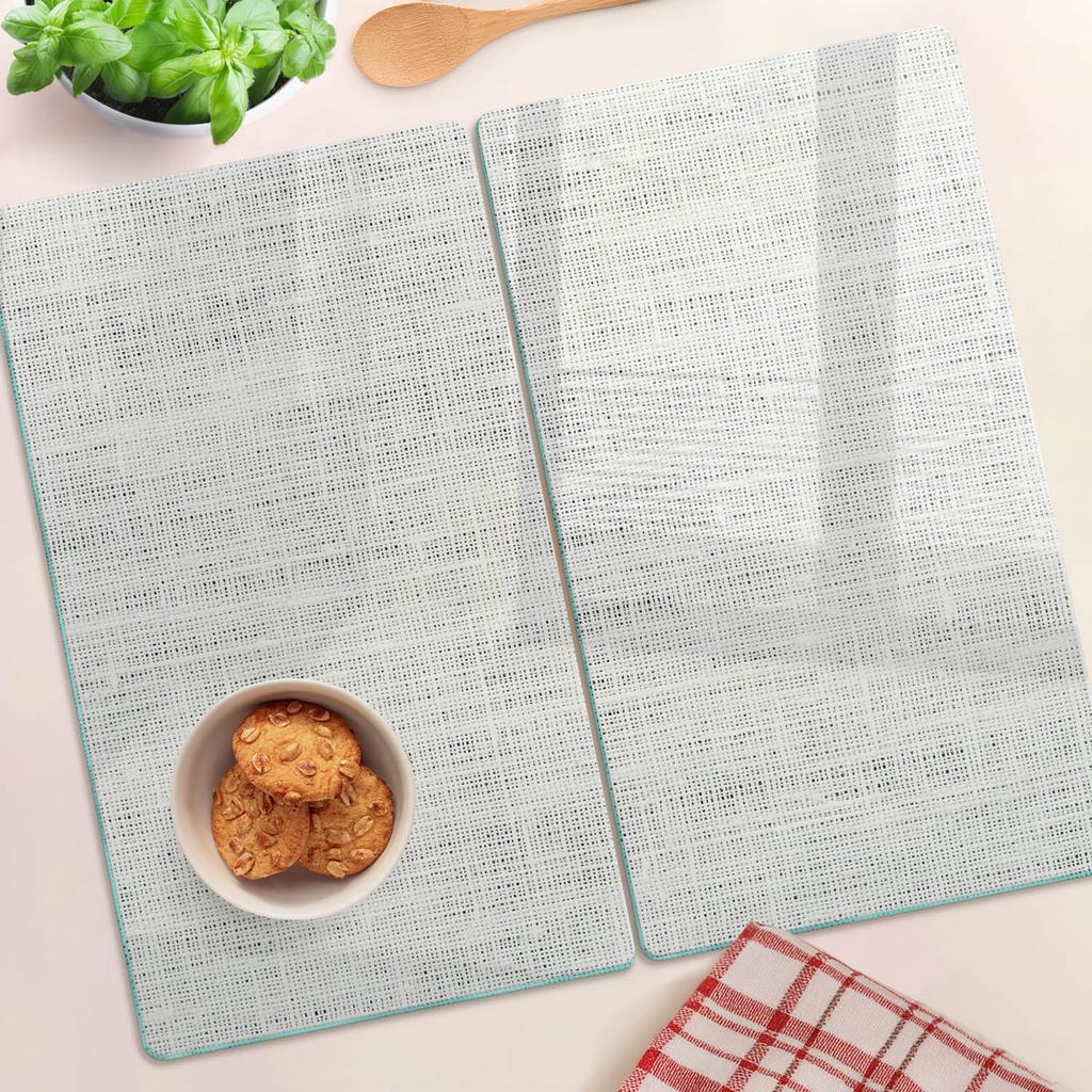Kitchen Multifunctional Decorative Glass Boards White Canvas 2x30x52 Cm