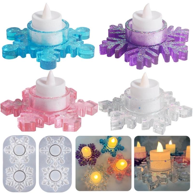 Unique Snowflake Candlestick Resin Mold Aromatherapy Candle Holder Silicone Mould for Festive Season Everyday Use Decor