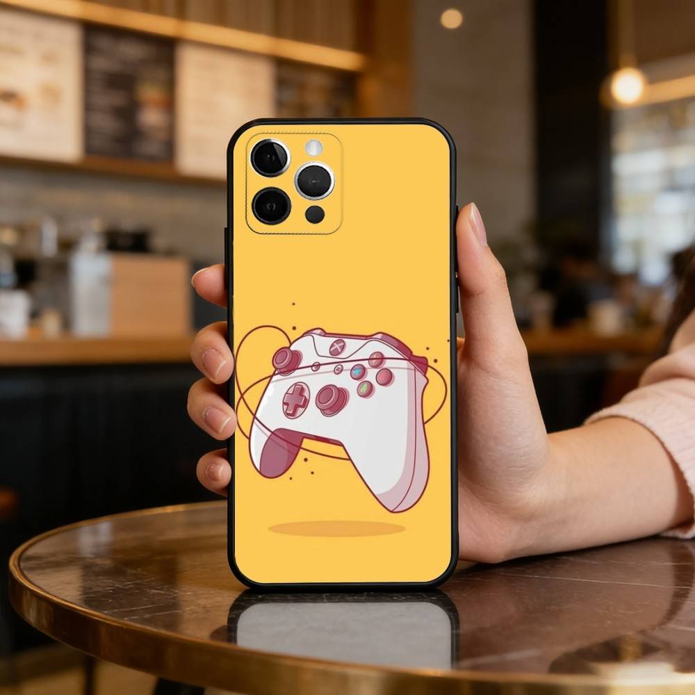 Console Gamepad Gamer Play Phone Case For iPhone 17,16,15,14,13,12,11 Plus,Pro Max,Soft Silicone Black Cover