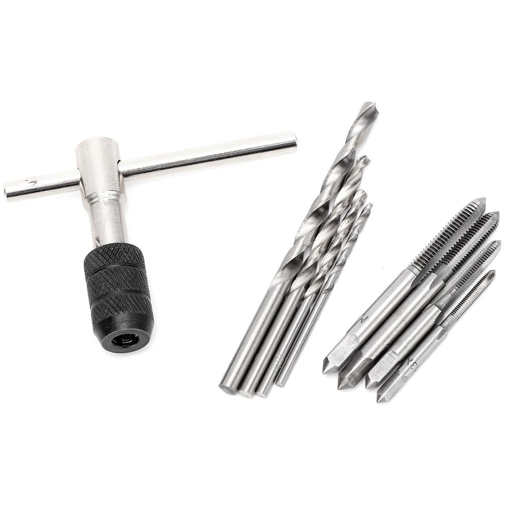 Tap Drill Bit Set Bearing Steel with TType Tap Wrench Hand Tool for Screws Nuts Tapping