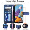 Étui portefeuille en cuir pour Galaxy A21s - Bleu marine, Coque à rabat avec 3 emplacements pour cartes + poche à billets, Support et dragonne, Fermeture magnétique