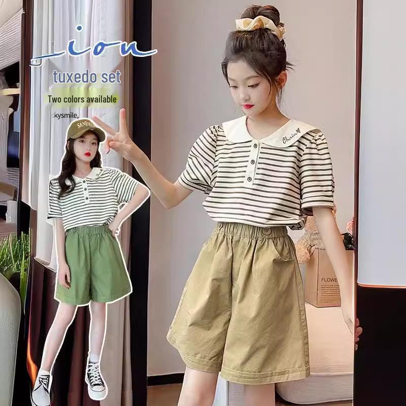 2024 Summer Sports Suit for Girls: Loose Shorts and Short Sleeves for Kids