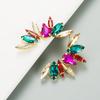 Women's Stud Earring Mulit Color Rhinestones HalfSide Flower Earrings Alloy Ctystal Chic Earrings