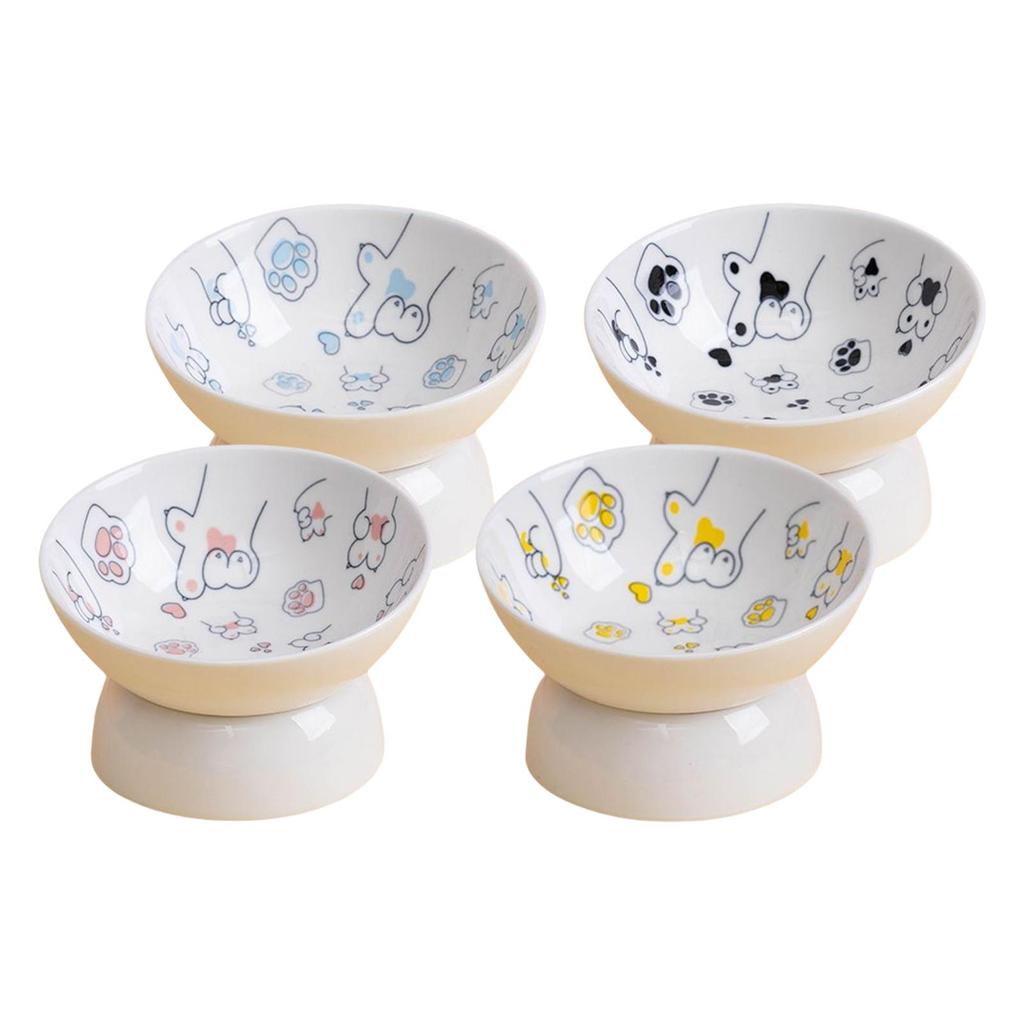 Ceramic Raised Pet Feeder Feeding Station Dog Bowl Stable Cat Dish Water Elevated