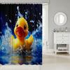 Yellow Rubber Duck Shower Curtain Set,Cute Swimming Duck Bathroom Decor for Kids,Kawaii Animal Bathroom Set Gifts for Pet Lovers