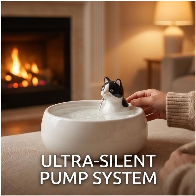 Ceramic Automatic Pet Water Fountain, 1L/1.5L Filtered Circulating Bowl for Cats & Dogs, Durable Easy-Clean for Indoor Home Use