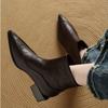 French pointed elastic thin boots women's autumn and winter new thick heel short boots retro versatile brown Chelsea boots
