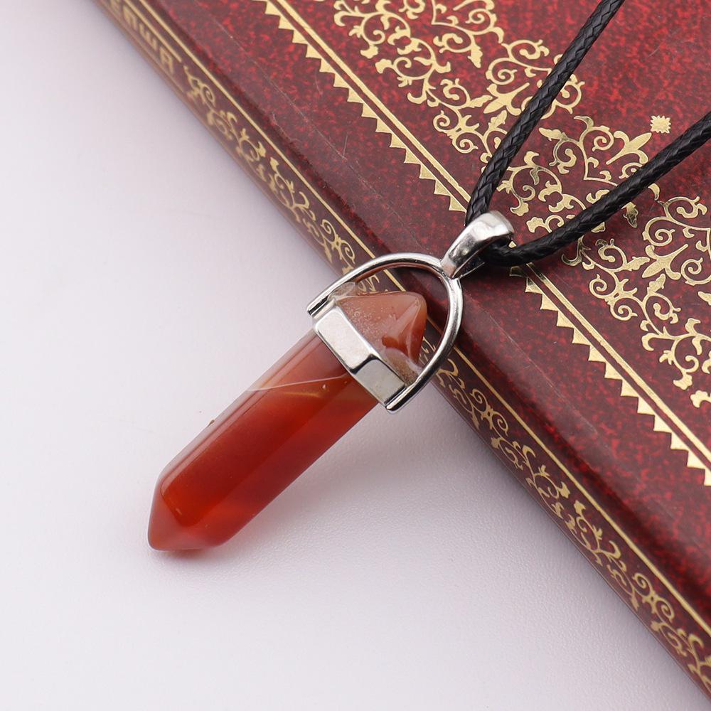 Handmade Amethyst & Rose Quartz Hexagonal Pendant Necklace N760