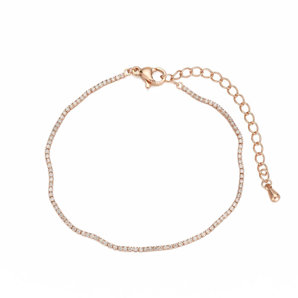 Delicate Wavy CZ Tennis Bracelet 14K Gold Plated Brass Dainty Adjustable Chain Jewelry for Beach Summer Daily Casual Outfit Wear
