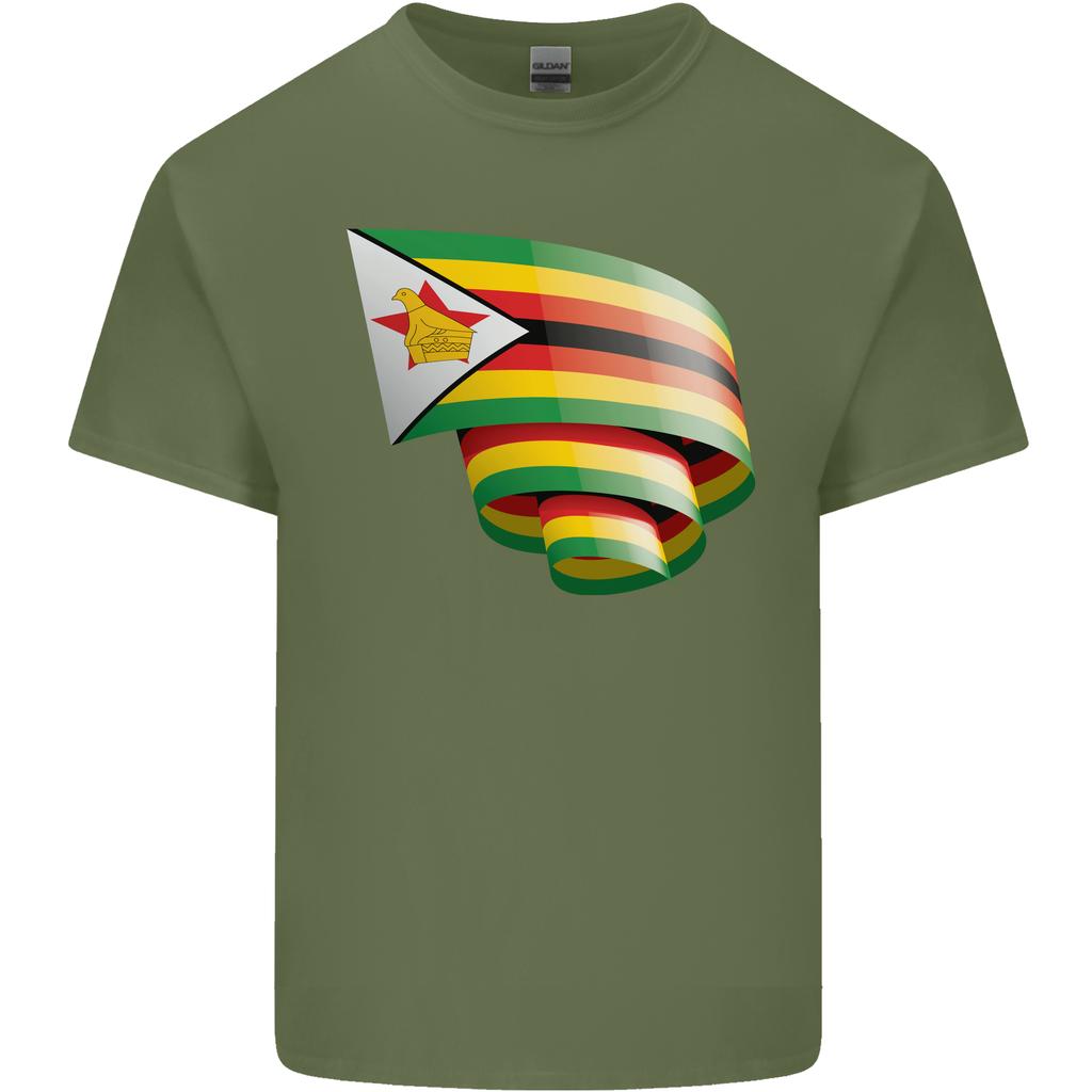 Curled Zimbabwe Flag Zimbabwean Day Football Unisexs Light Cotton TShirt